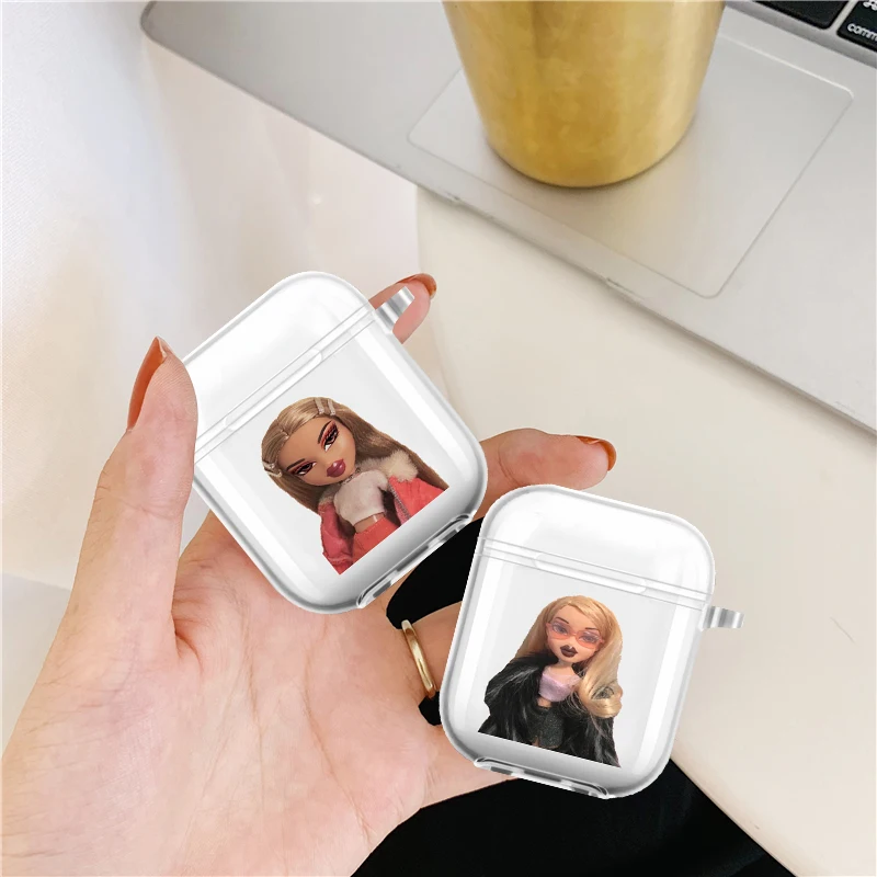 

Fashion Cartoon Doll Bratz Wireless Bluetooth Earphone Headphones Cover Airpods Pro Silicone Cute Bratz Case For Apple Airpods 2