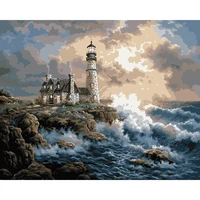 diy oil painting paint by number kit for kids adults students beginner canvas painting by oil painting lighthouse 16x20 inch