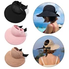 Шляпа женская Соломенная Складная с широкими полями, Модная элегантная пляжная Панама для отпуска, с бантом, с защитой от ультрафиолета, летняя