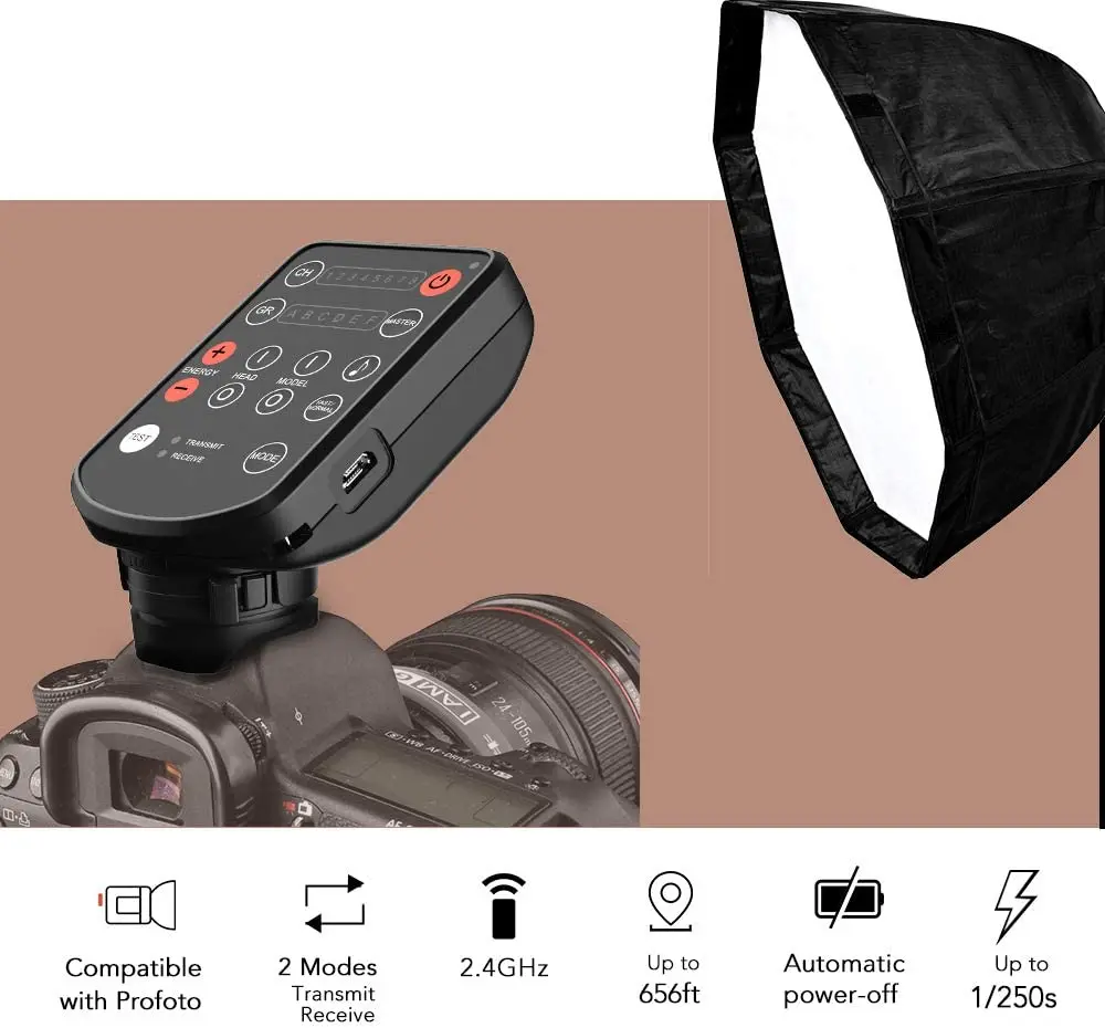 Беспроводной триггер для вспышки AODELAN E2 E4 работает с Profoto A1 B2 B10 D2 Canon Nikon Sony Pentax