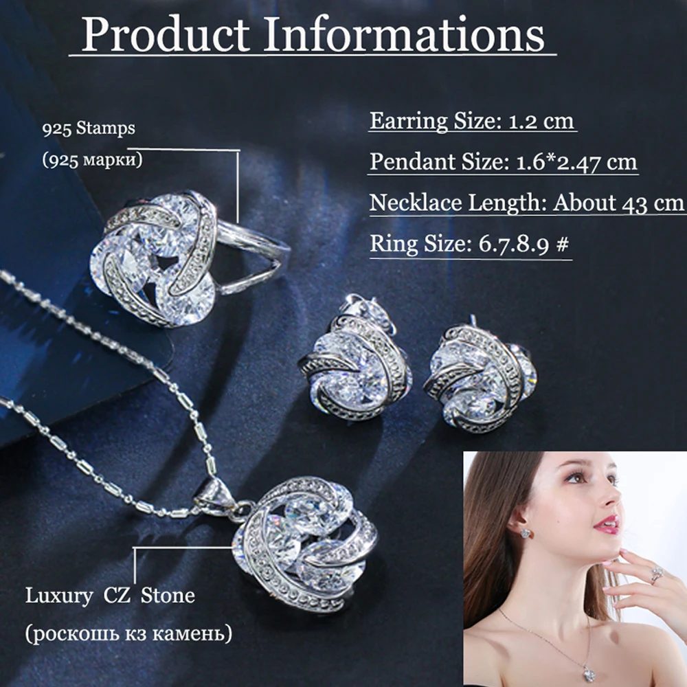 Женский комплект украшений из серебра 925 пробы ThreeGraces серьги с кубическим