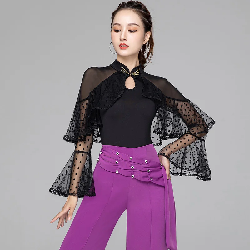 

Modern National Standard Social Dance Tops Professional Latin Practice Clothes Female Ballroom Dance Shirt Samba Outfits DQL6156