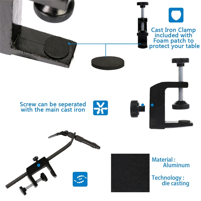 

1Pcs Matte Black Iron Rotary C-Clamp Fly Tying Vise Fly Tying Fishing Beginner Travellers Fly Hook Tool