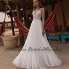 Lakshmigown пикантное свадебное платье в стиле бохо с открытой спиной 2022 винтажное кружевное шифоновое длинное свадебное платье с V-образным вырезом без рукавов