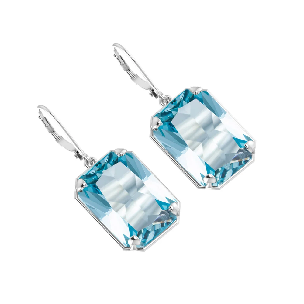 szjinao real sterling silver 925 earrings for women long brand jewelry gemstone aquamarine 925 silver earring brilliant gift hot free global shipping