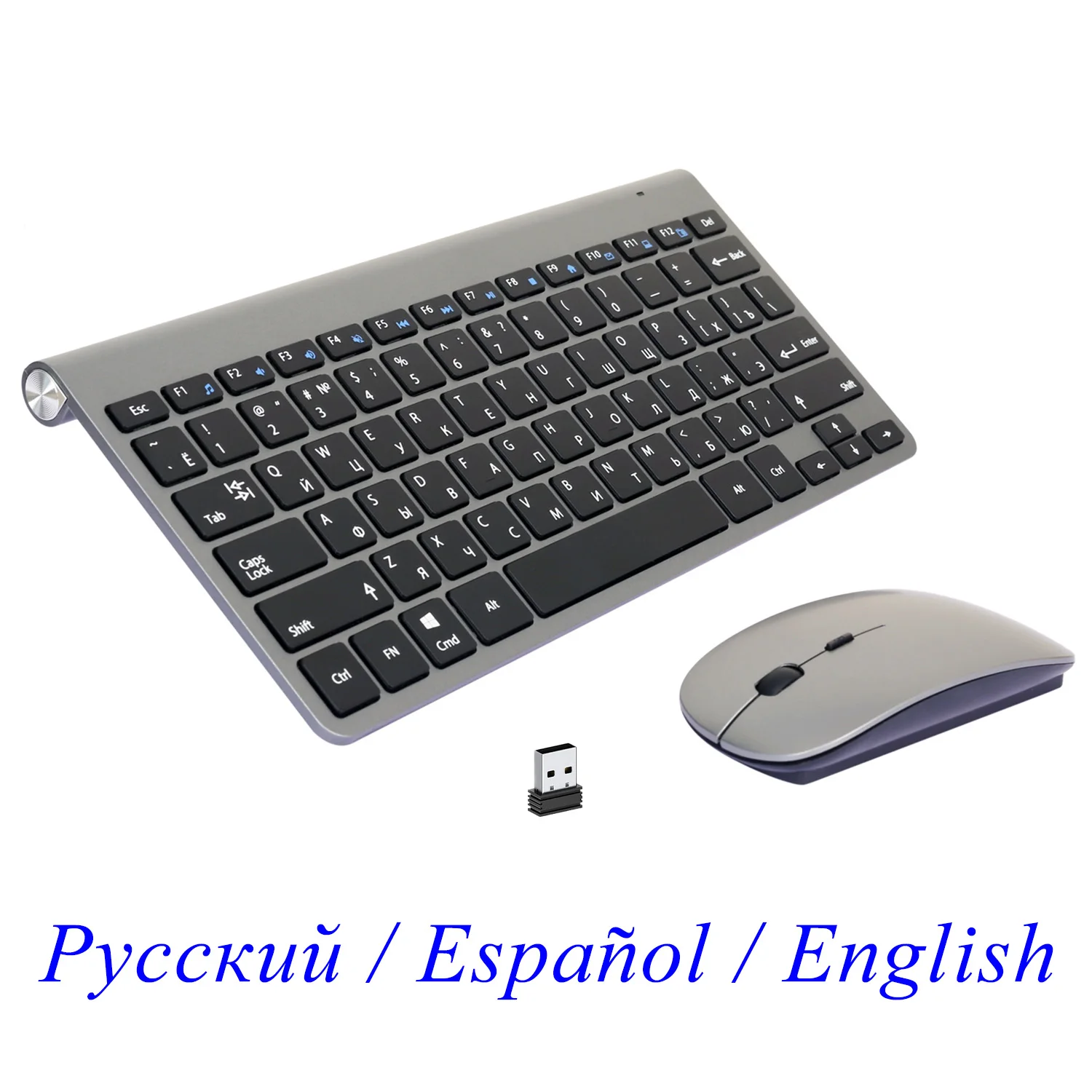 

2.4G Wireless Keyboard and Mouse Combo Russian Spanish Arabic Protable Mini Multimedia Keyboard Mice Set For Laptop PC