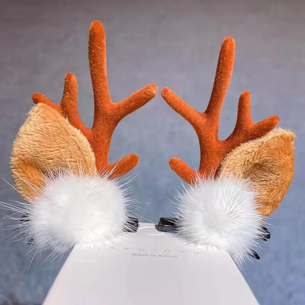

Practical 1 Pair Compact Decorative Antler Xmas Headwear Clip Stainless Steel Headwear Clip Lovely for Kids