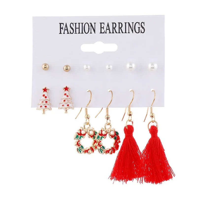 

2021 new Christmas earrings for girls earrings set week combination of versatile fall and winter earrings