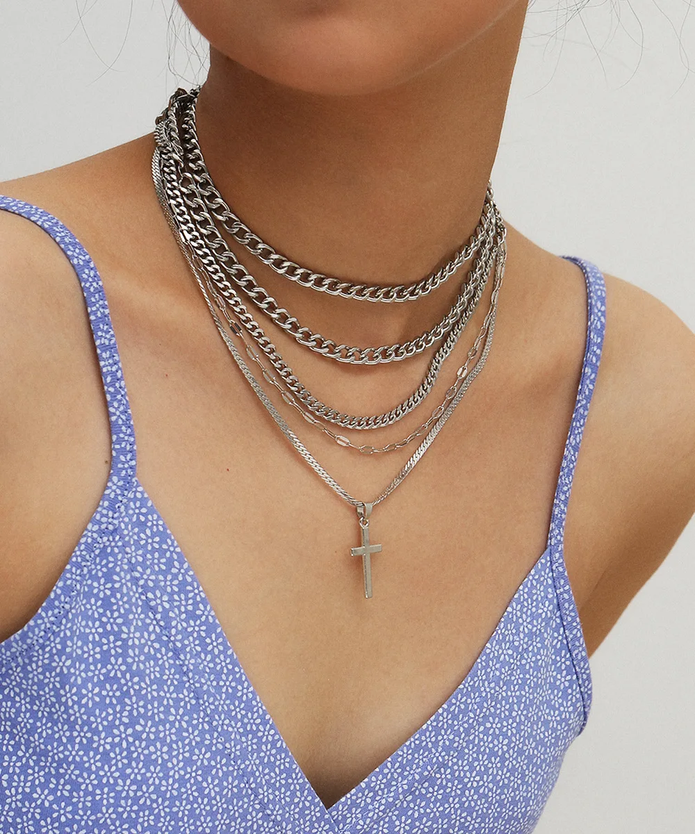 Многослойное ожерелье цепочка в богемном стиле женское длинное с подвеской