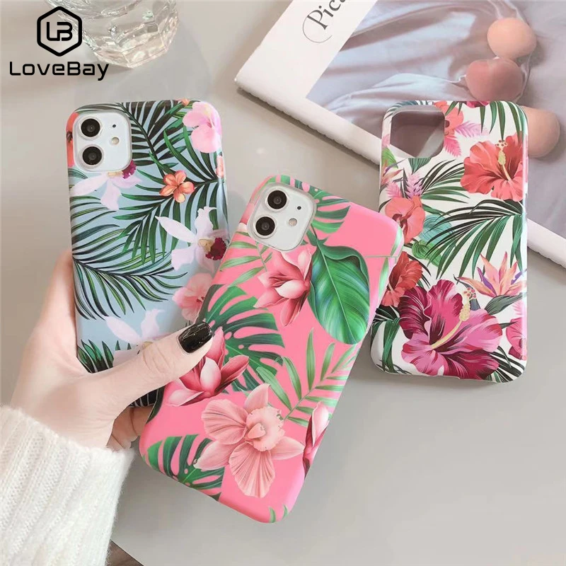 Lovebay Элегантные цветы для iPhone 11 Pro X XS Max XR зеленый банановый лист 7 8 6 6s Plus мягкие IMD