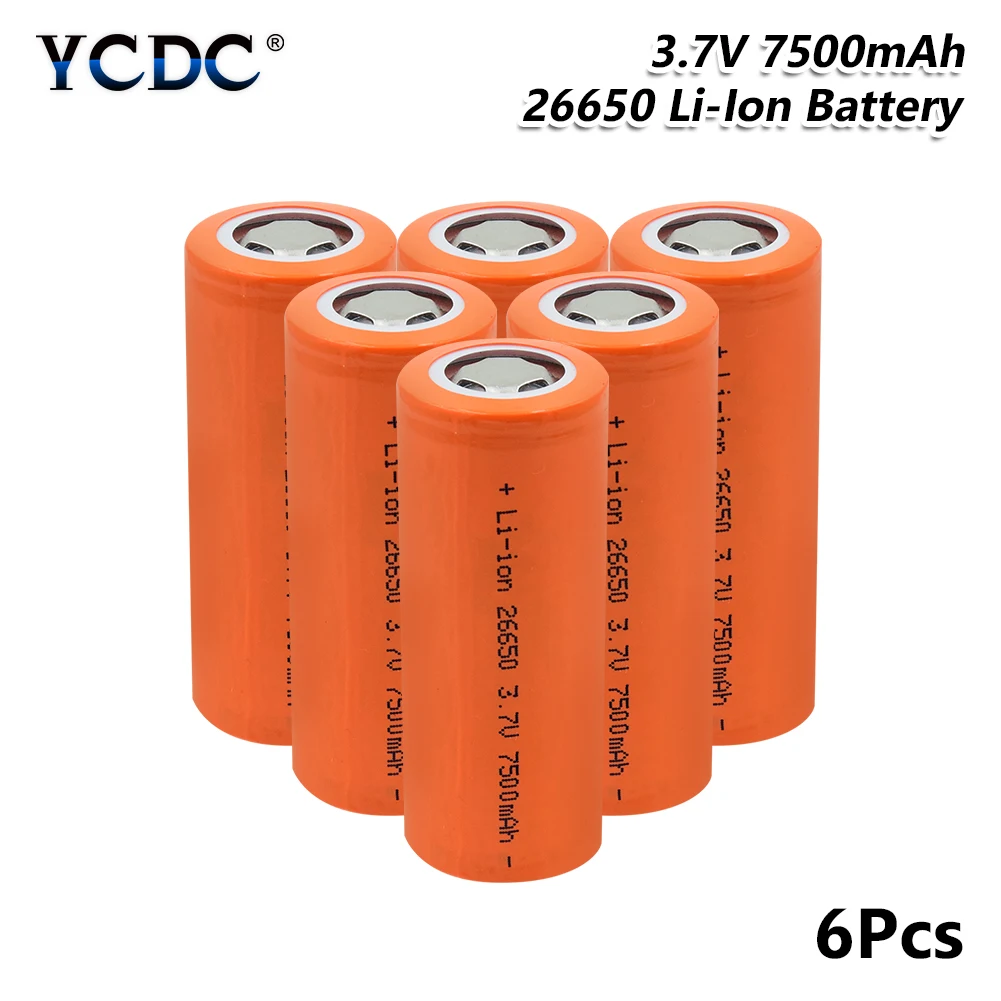 Новая перезаряжаемая батарея с высоким потоком энергии 10 А 26650 литиевая 7500 мАч 3 7