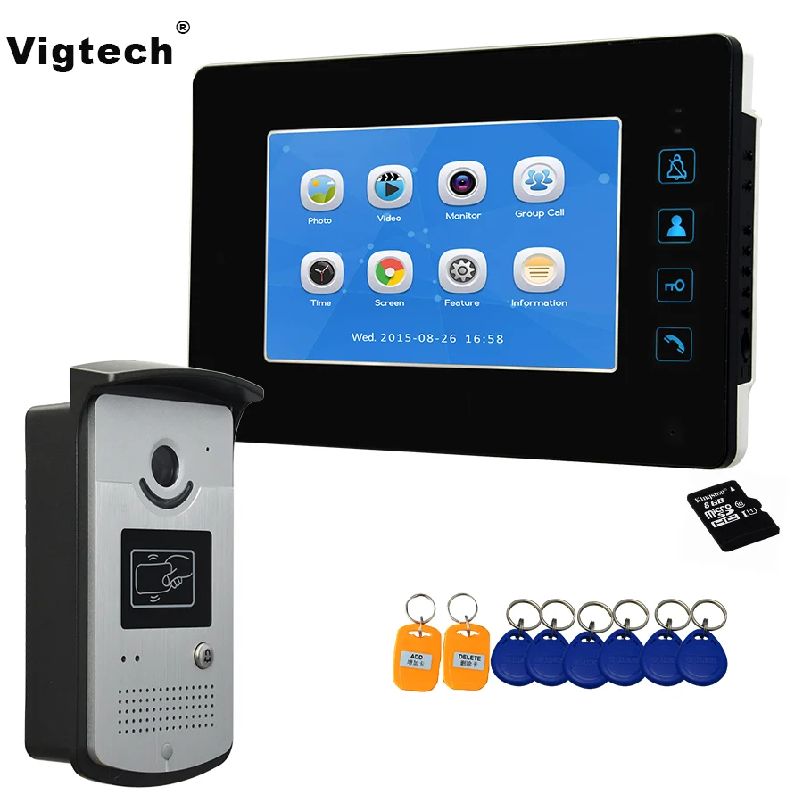 Видеодомофон Vigtech7 с ЖК дисплеем система записи видео домофона инфракрасная