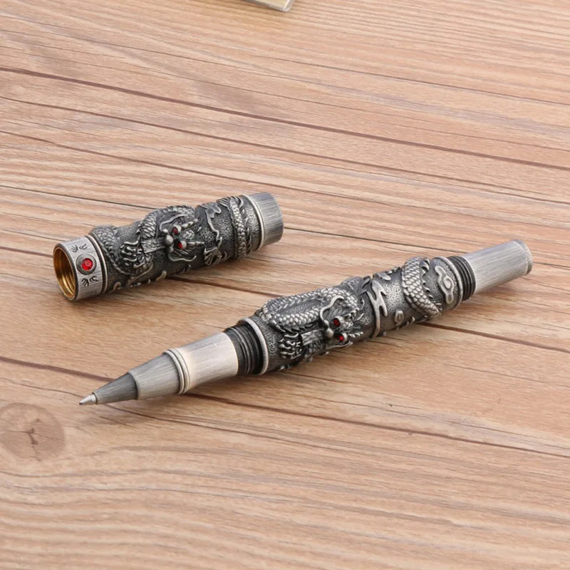 JINHAO тиснением китайский дракон серый роллер ручка канцелярские принадлежности