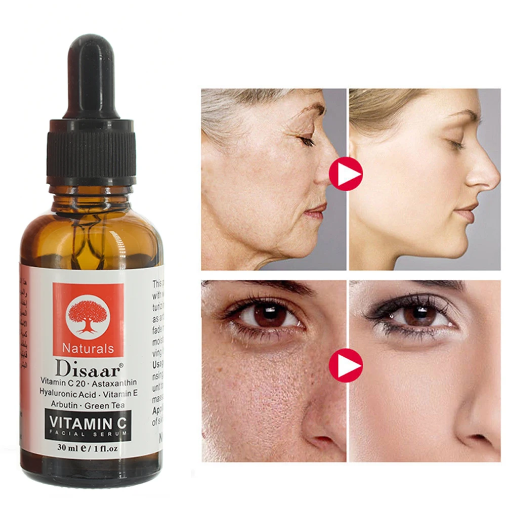 30ml Vitamin C Serum Women Face Skin Care Firming Hyaluronic Acid Anti-Aging Wrinkle Whitening Repair Freckle Spots | Красота и