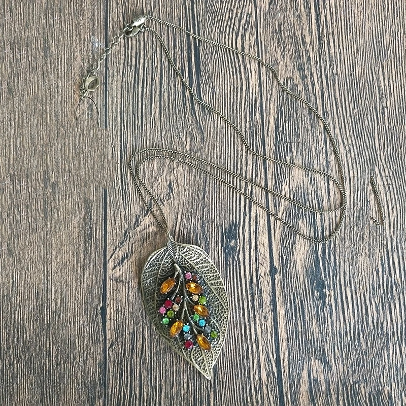 Новинка 2019 бронзовые Красочные листья стрекозы для женщин кулон стразы подарок в