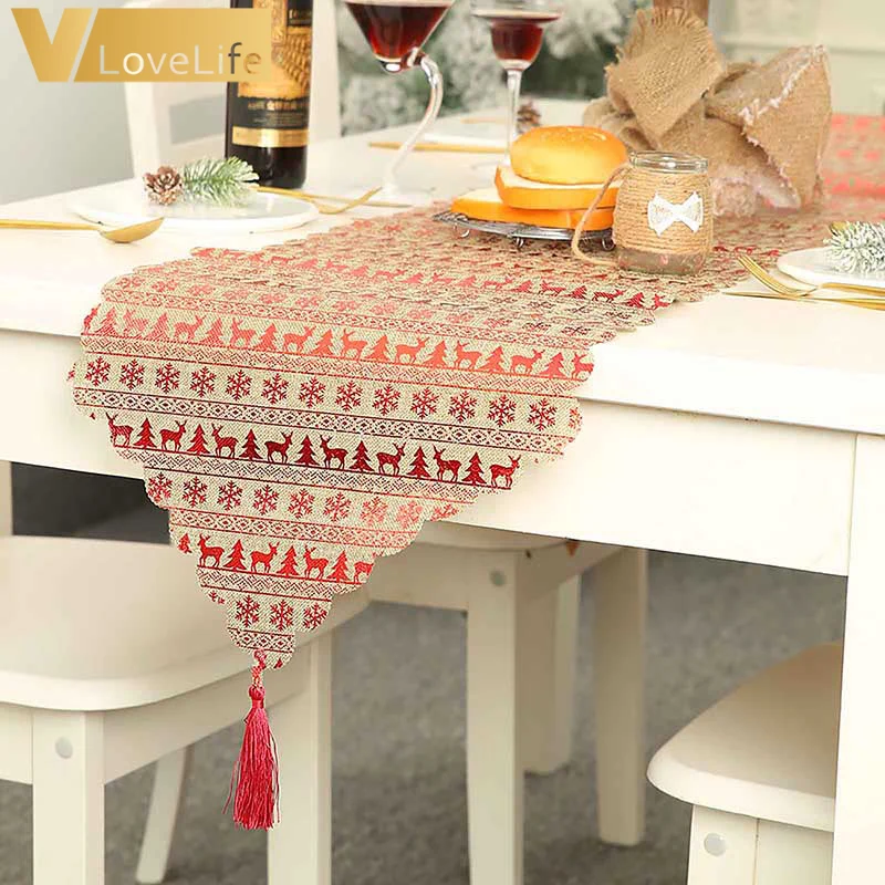 Christmas table flag embroidered cloth art snowflake tablecloth decoration party | Дом и сад