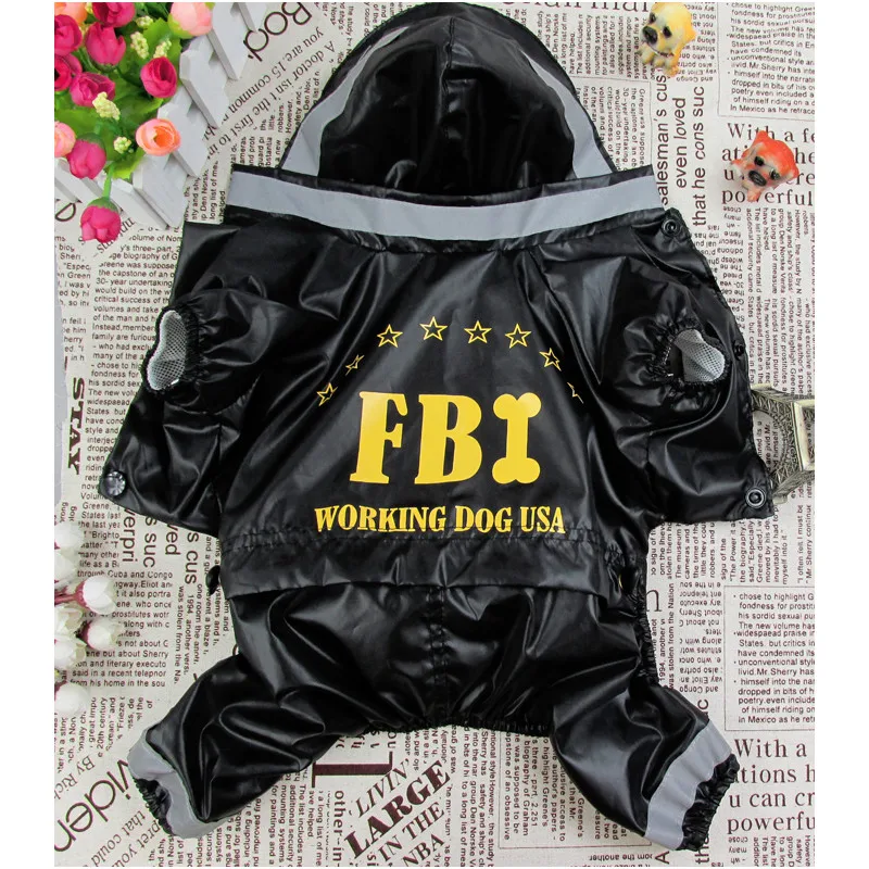 Одежда для маленьких собак в стиле FBI, водонепроницаемый дождевик для собак, куртка для щенков, одежда для домашних животных