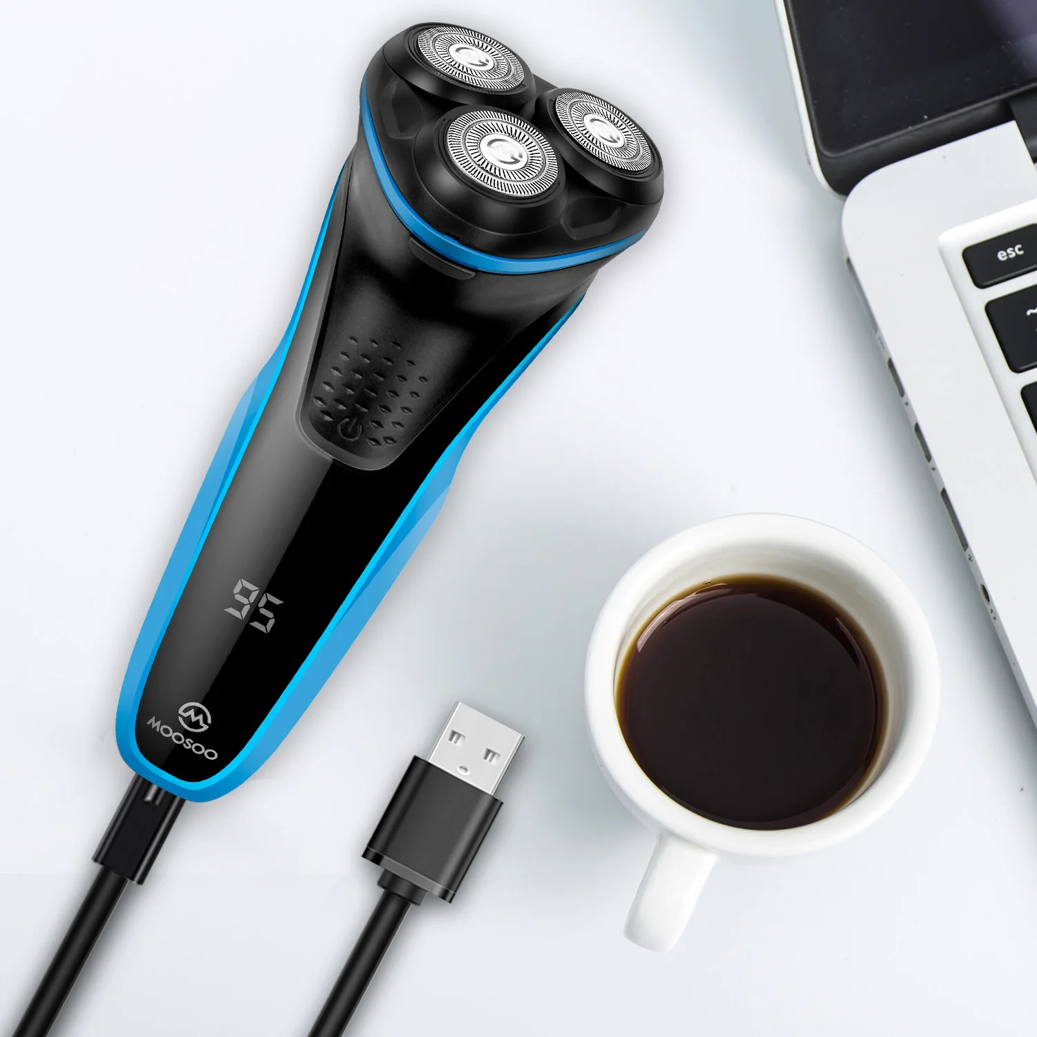 

MOOSOO Electric Shavers for Men Wet Dry Razor with Pop-up Trimmer Electric Razor for Travel, Fast Charge Display