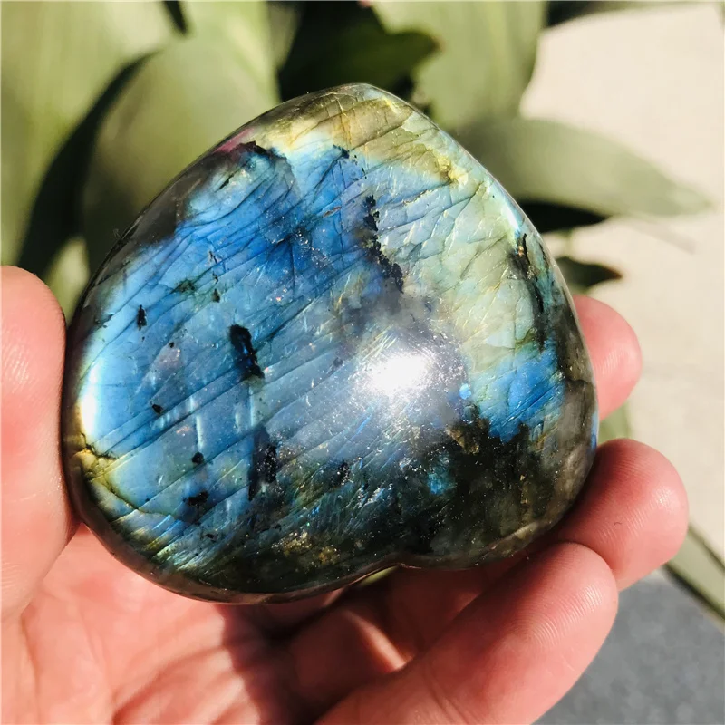 

100% Natural Labradorite Heart Moonstone Positive Energy Reiki Gems Crystal Heart Healing