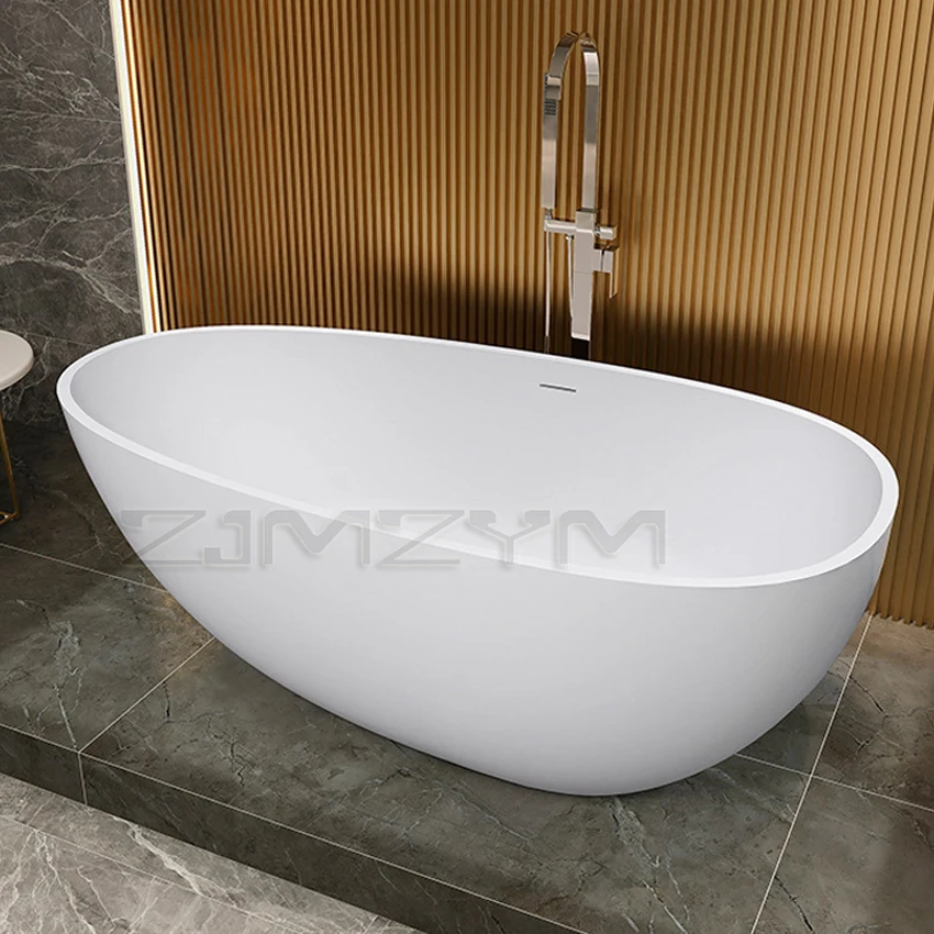 

1400x780x530mm Artificial stone bathtub hotel project household aluminum stone freestanding adult bathtub floor drainage