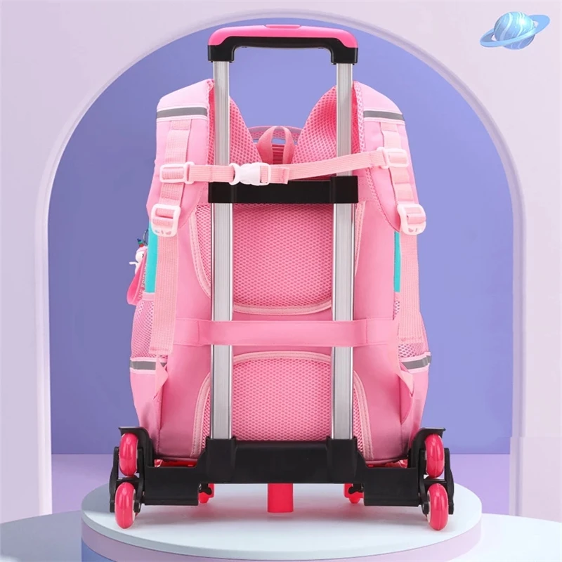 Kids Travel Trolley Backpack On wheels Boy's Girl's Trolley School bags Children's Travel luggage Rolling Bag School Backpacks