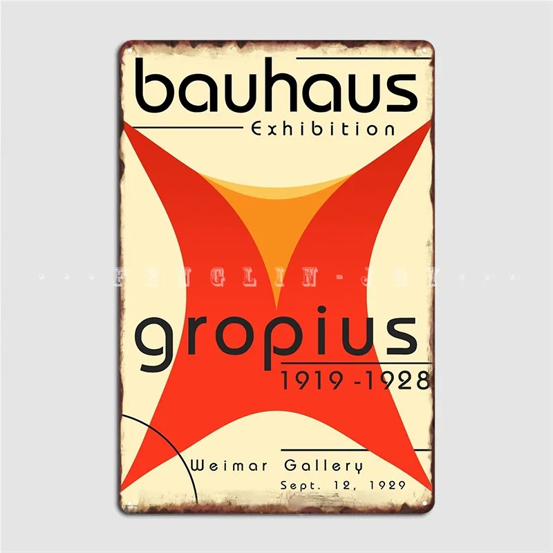 

Bauhaus Poster Of Walter Gropius Exhibition Poster Metal Plaque Cinema Living Room Plaques Club Bar Funny Tin Sign Posters