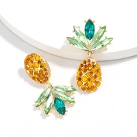 sweet pineapple dangle crystal earrings gold personality inlaid rhinestone creative earrings party gift wholesale