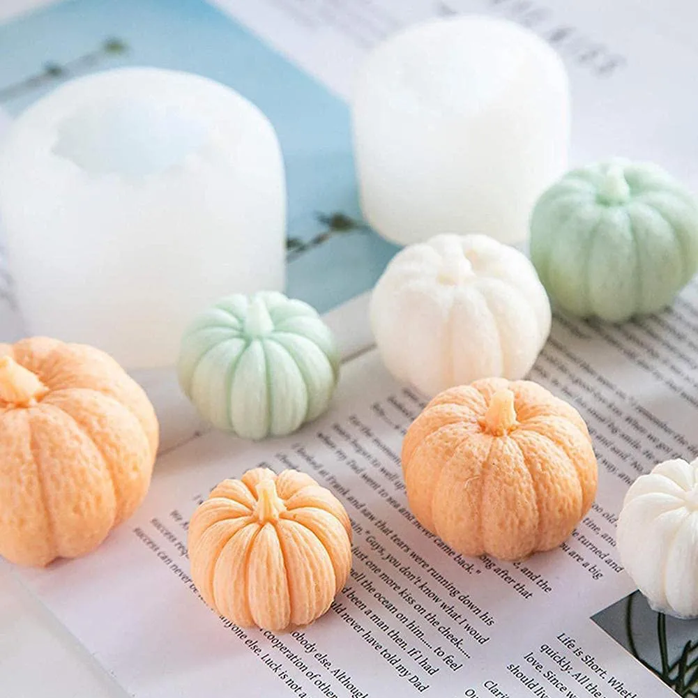 

3D Pumpkin Candle Mold Handmade DIY Wax Flower Soap Silicone Mould Mousse Chocolate Cake Chocolate Supplies Coaster Resin Molds