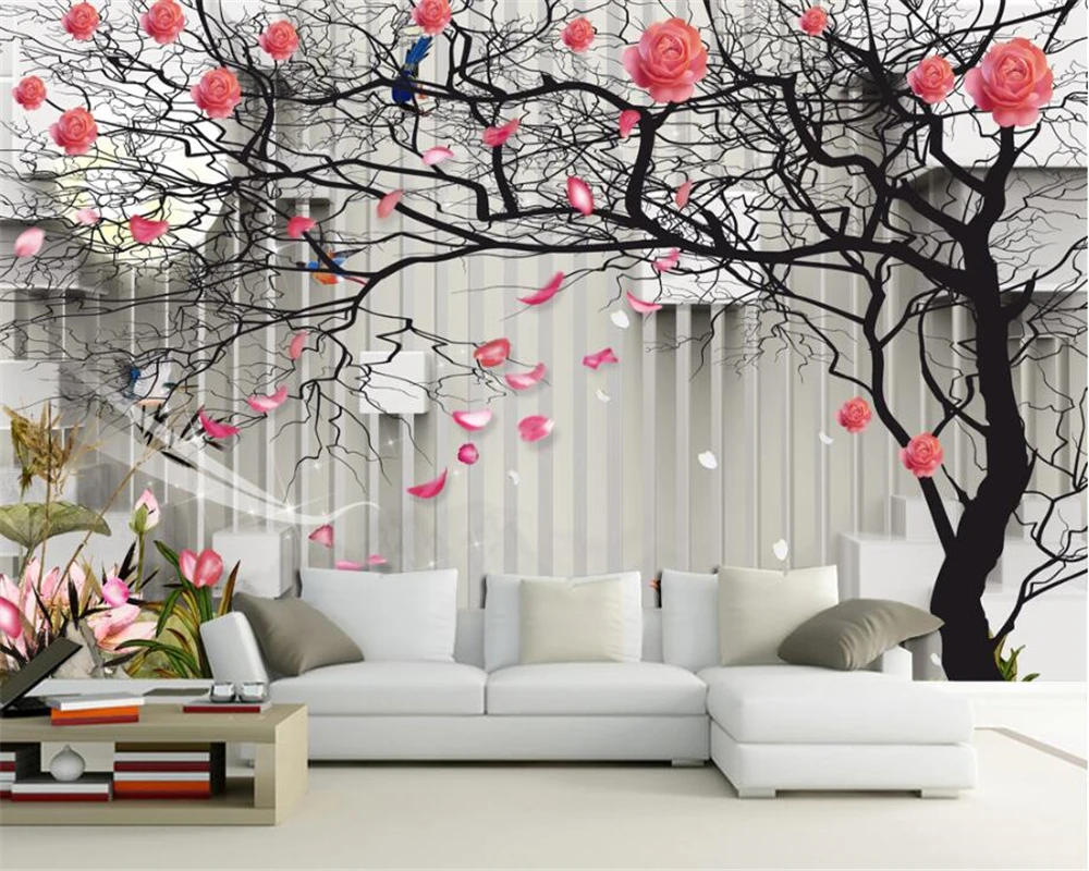 Большой заказ обои 3D деревья розы ТВ стены фон украшения на стену | Обустройство