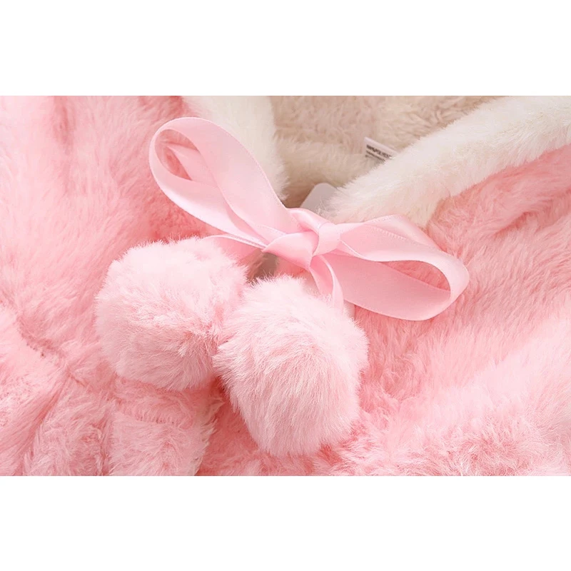 Куртка для маленьких девочек осенне-зимняя плюшевая накидка с кроличьими ушами