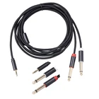 Аудиокабель 3,5 мм штекер-двойной аудиокабель 6,35 AUX, кабель динамика с золотым штекером и Y-образным стереокабелем в оплетке, разветвитель для Xiaomi, Iphone