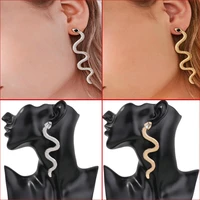 xujiafu punk snake earrings for women retro snake earrings zinc alloy long earrings simple fashion jewelry gifts