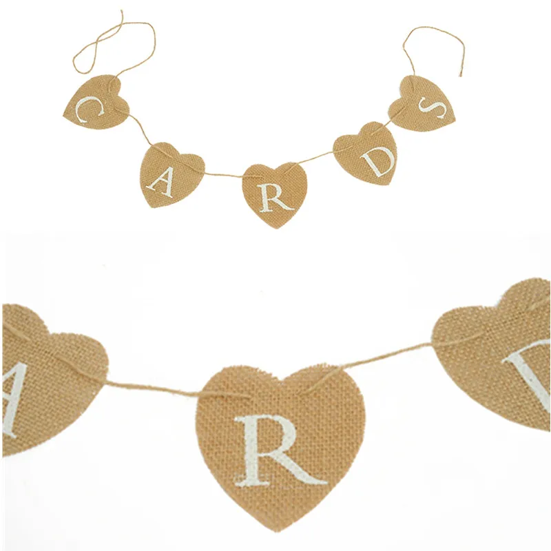 Джутовые сердца гессиань фотокарточки любовь сердце мини флажки баннер знак