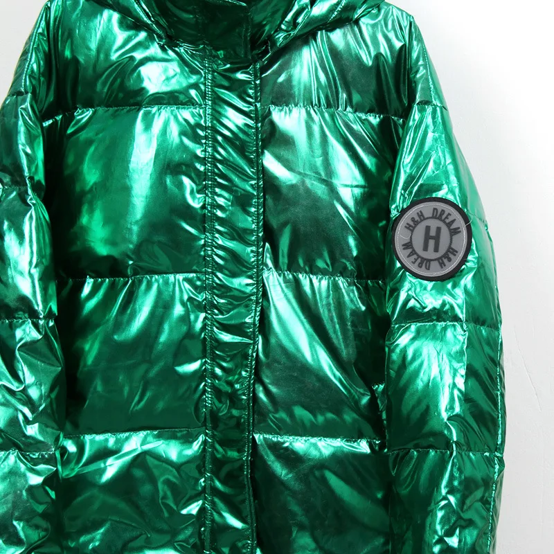 

White duck down woman mid-length 2020 winter jacket female thicken fashion shiny sports style parker down jacket women overcoat