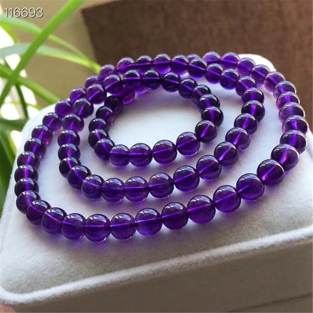 

7mm Natural Purple Amethyst Bracelet Jewelry For Women Lady Men Love Healing Gift Crystal Stone Round Beads Reiki Gemstone AAAAA