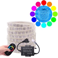 super bright led strip light rgb 5050 220v 120ledm double row rf touch remote controller waterproof flex lights home decoration