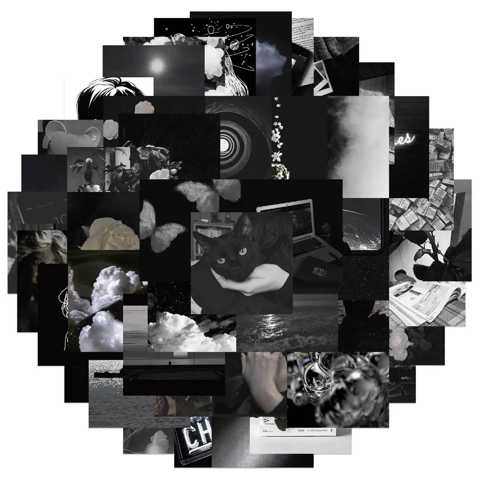 Фото Стикеры Ins черно-белые декоративные Персонализированные 10/30/50 шт. | Игрушки и