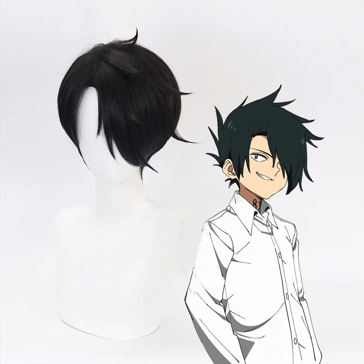 Парик Yakusoku no Neverland короткий черный парик из синтетических волос