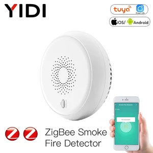 zigbee smart smoke fire alarm sensor detector home security system battery powered alarm wireless smart life tuya app control free global shipping