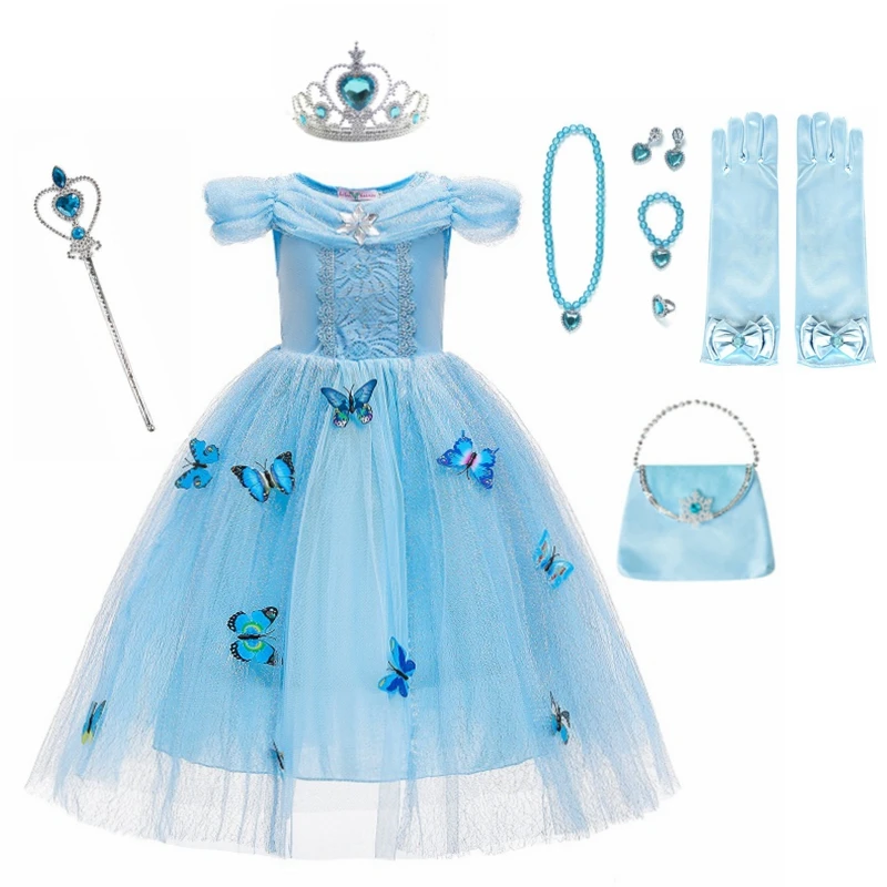 

Princess Dress Baby Cosplay Clothes Dress Kids Jewelry Cinderella Costume