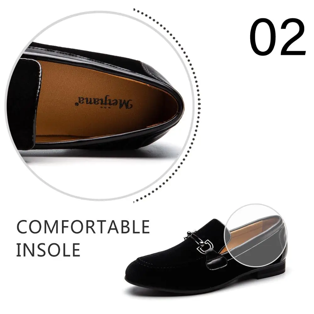 MEIJIANA Men Loafers Black Velvet With Braiding Flat Slip on Moccasins Men's Dress Shoes Genuine Leather Casual | Обувь