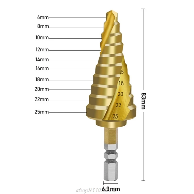 

6-25mm Pagoda-Shaped Step Cone Drill Bit Spiral Hex Shank HSS Titanium Coated Sharp Edge Metal Drilling A10 21 Dropship