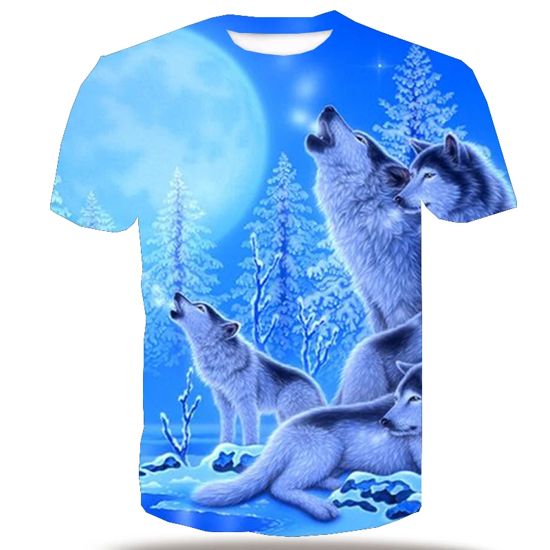Мужская футболка UNEY с изображением лесного волка футболки коротким рукавом