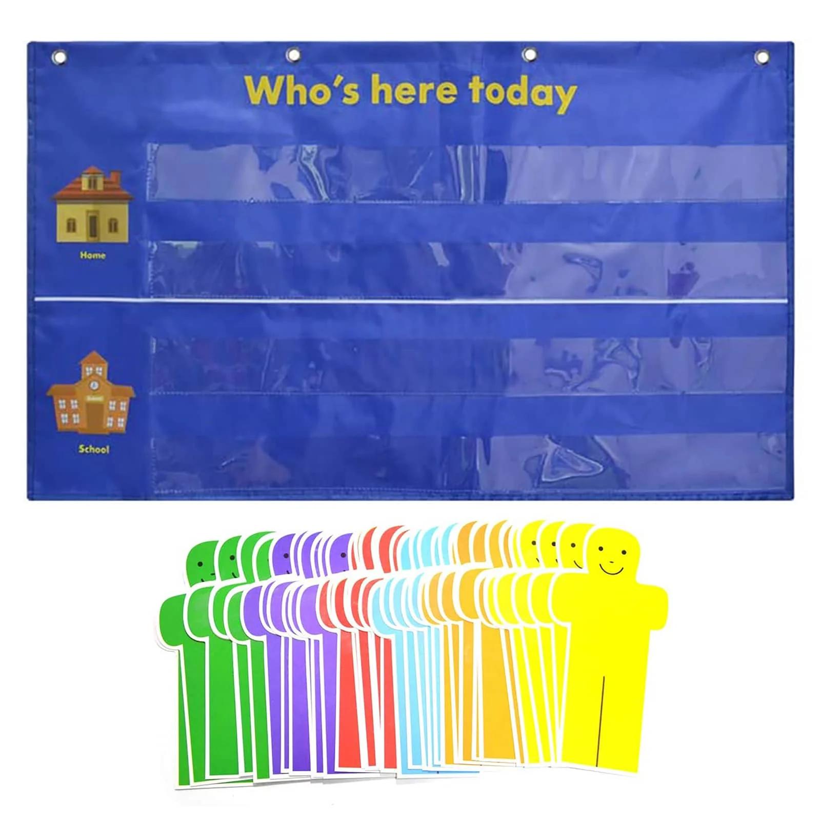 

Who Is Here Today Attendance Pocket Chart Suitable For Classroom Preschool Kindergarten With 36 Colors Replacement Cards