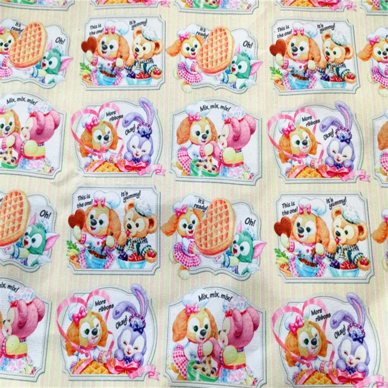 

Хлопчатобумажная ткань с мультяшным принтом медведя из мультфильма