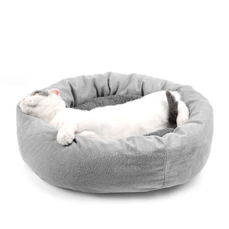 

Super Soft Plush Warm Pet Mat Cute Kennel Cat Sleeping Basket Bed With Pillow Round Fluffy Comfortable Touch Pet Products