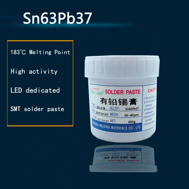 

High quality SD-318 Low temperature No-clean SMT Lead-bearing LED SMT Solder Paste BGA Solder Flux Sn63Pb37 500g