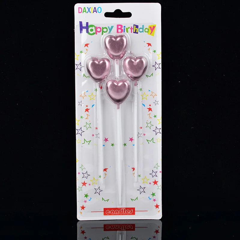 Rose gold heart 1 комплект золотого и серебряного цвета с надписью «Happy Birthday», праздничный торт, праздничные принадлежности для дня рождения, милые свечки на день рождения для кухни, выпечка в подарок - Цвет: Rose gold heart