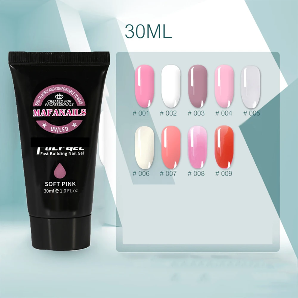 УФ-гель для наращивания ногтей 30 мл/объем 9 цветов прозрачный молочный телесный