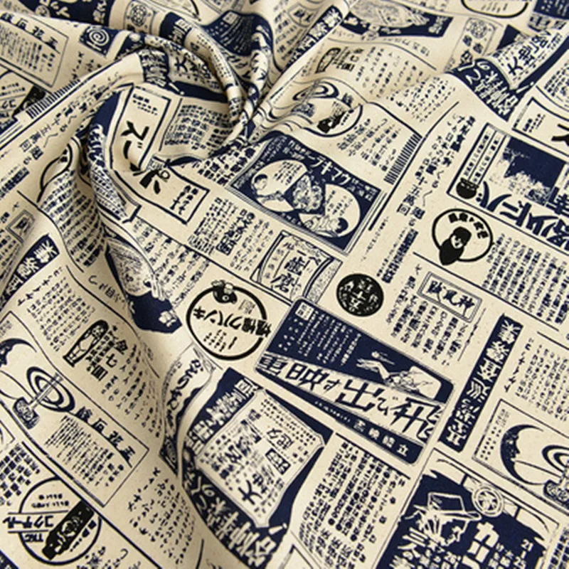 Полуметровая Ретро газетная печать 100% хлопчатобумажная ткань для ручной работы